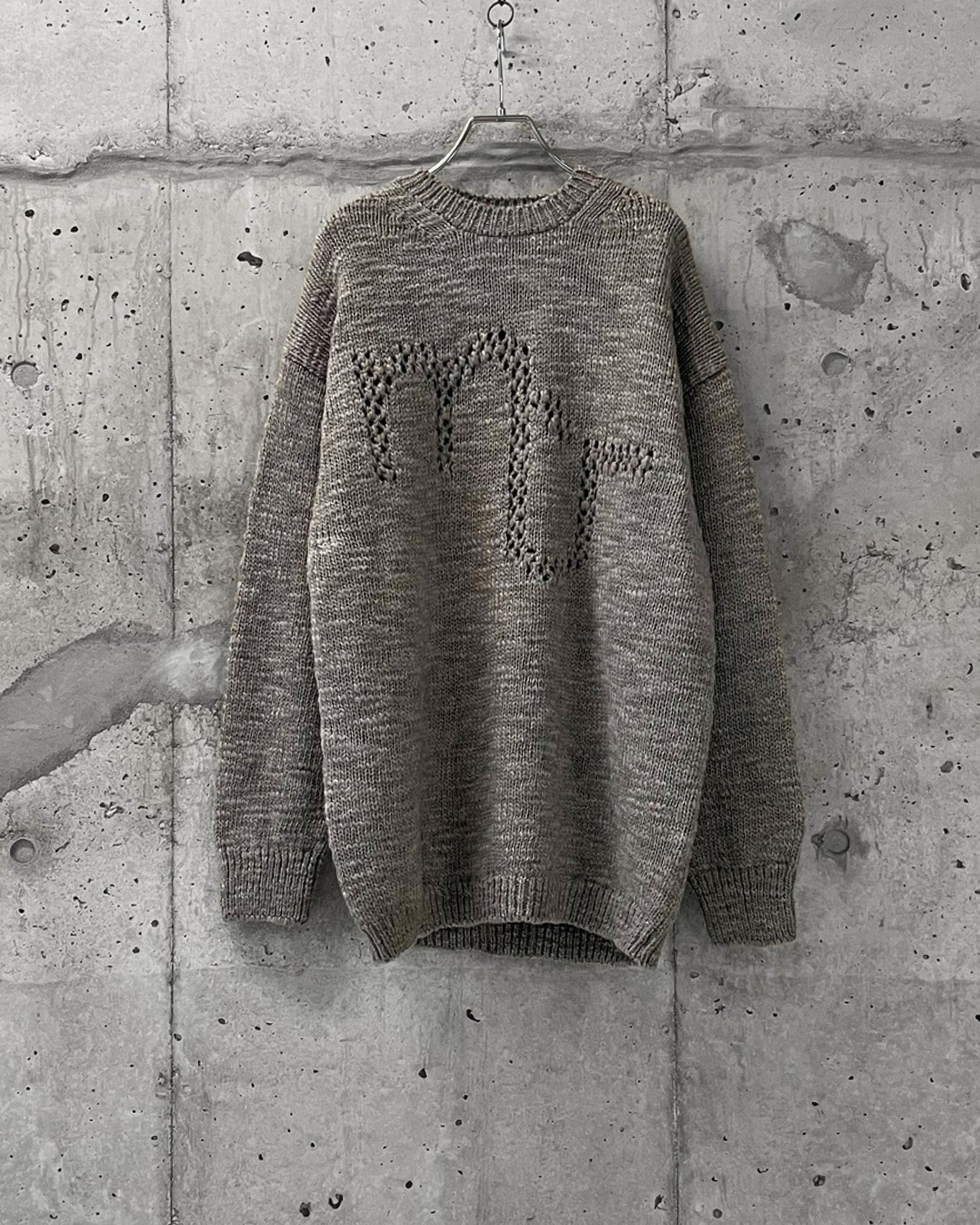 SLUB YARN MESH LOGO KNIT