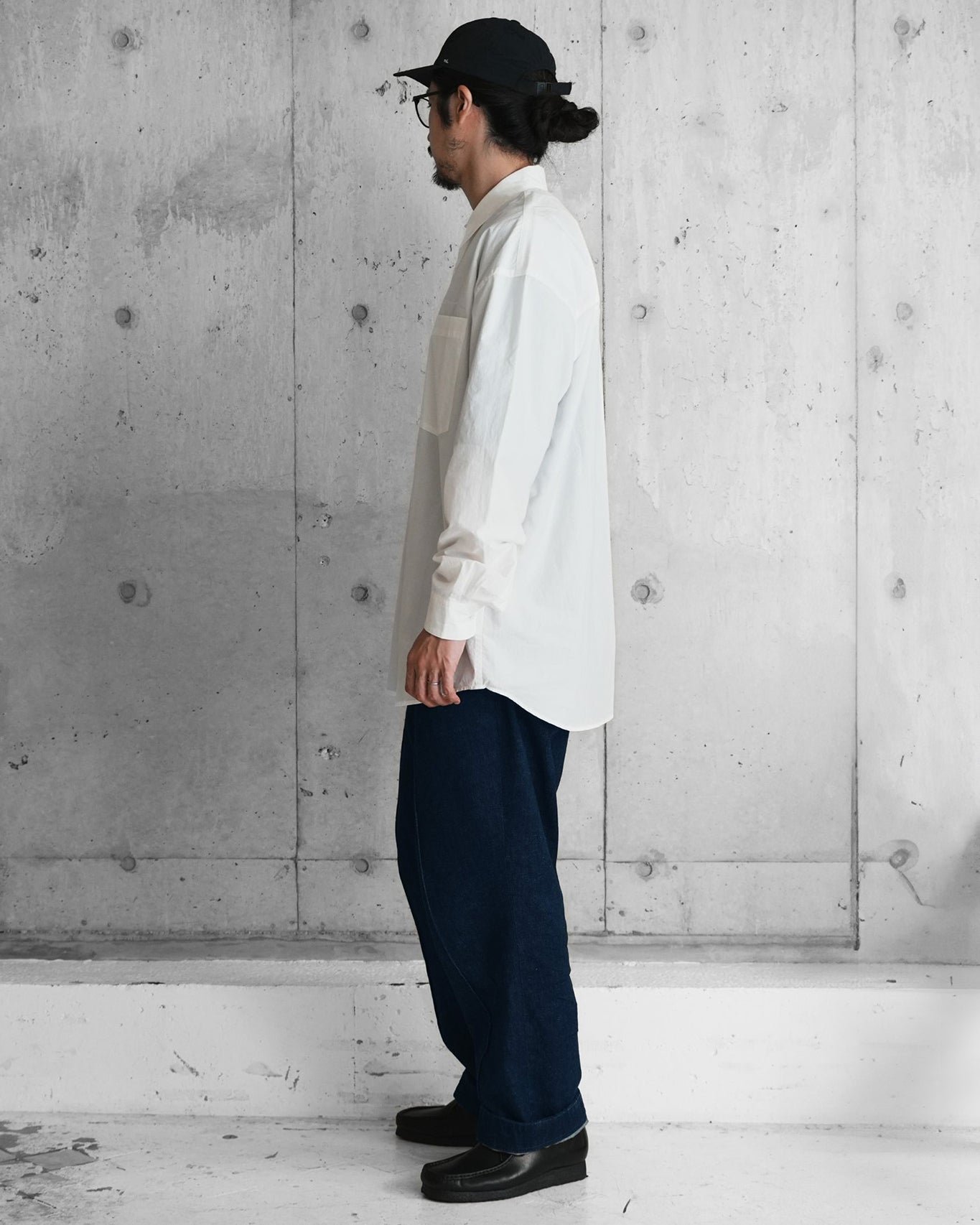 PIN TUCK DENIM TROUSERS