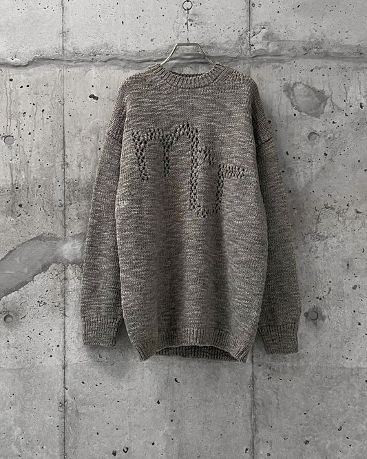 SLUB YARN MESH LOGO KNIT