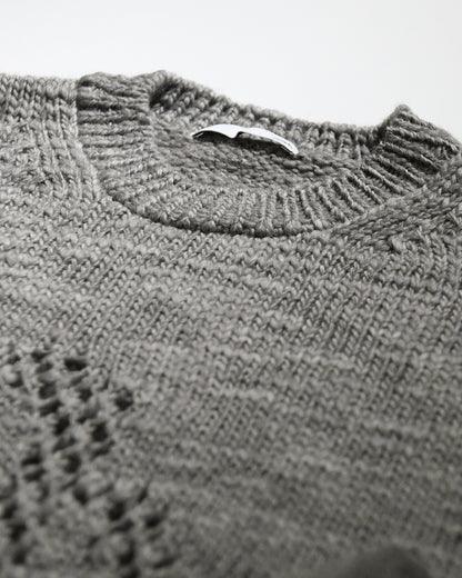 SLUB YARN MESH LOGO KNIT